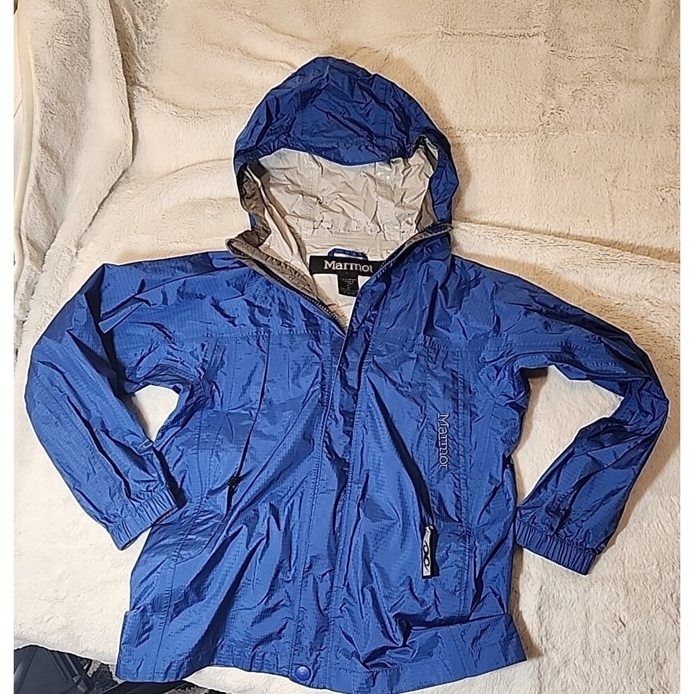 Marmot Kids Jacket Medium Windbreaker Coat Nylon Hooded Zip Raingear Lightweight